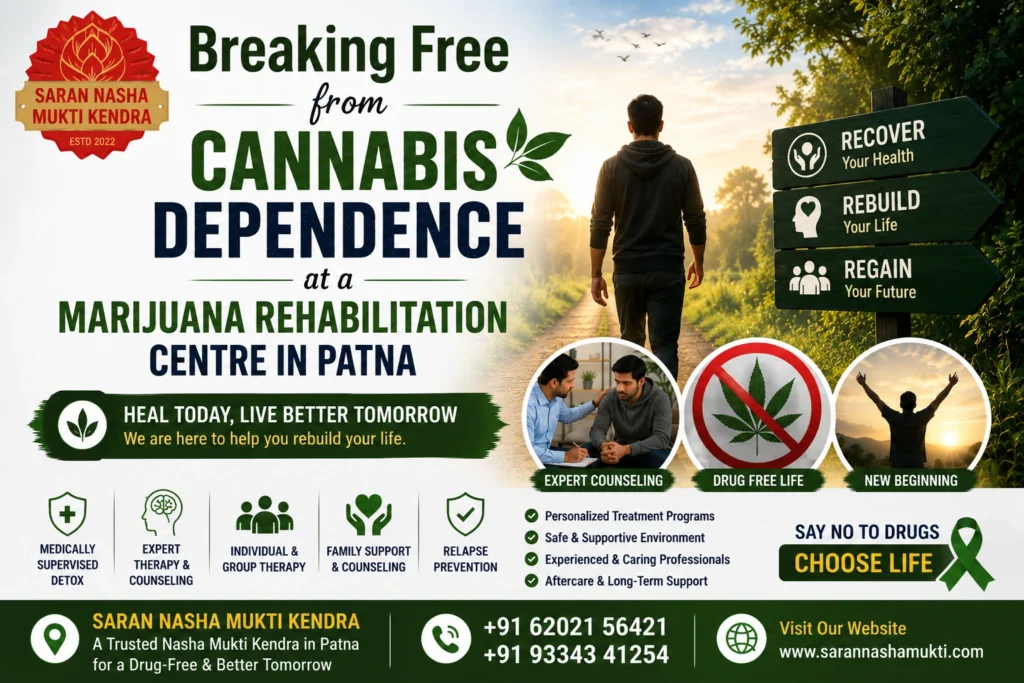 Marijuana Rehabilitation Centre in Patna offering counseling, therapy, family support, and recovery guidance.