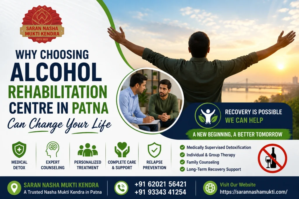 Alcohol Rehabilitation Centre in Patna with expert detoxification, counseling, rehabilitation, and long-term recovery support.